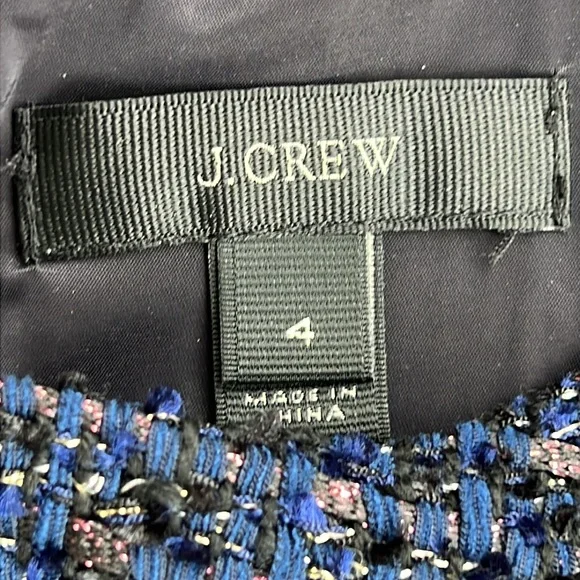 J. Crew Midnight Blue Sleeveless Sparkle Tweed Sheath Dress Size 4 - Picture 3 of 16